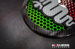 Alfa Romeo 4C Carbon Fiber Speaker Grill Covers - Alfa Logo in Italian Colors